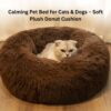 Calming Pet Bed for Cats & Dogs – Soft Plush Donut Cushion Calming pet bed for cats and dogs soft plush donut cushion coffee 50cm
