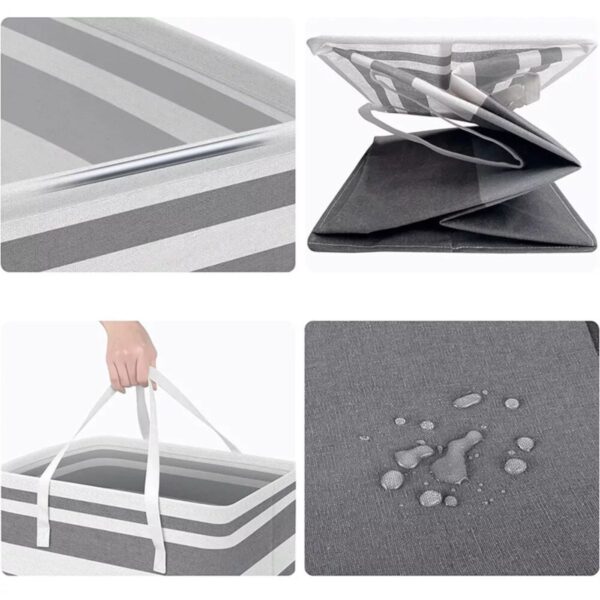2 Pack Folding Laundry Baskets with Handles – Grey & Black