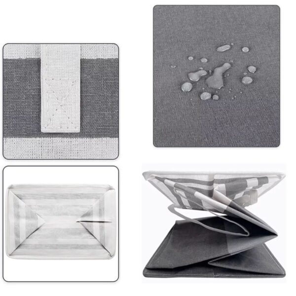 2 Pack Folding Laundry Baskets with Handles – Grey & Black