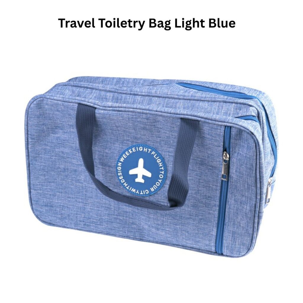 Light blue travel toiletry bag